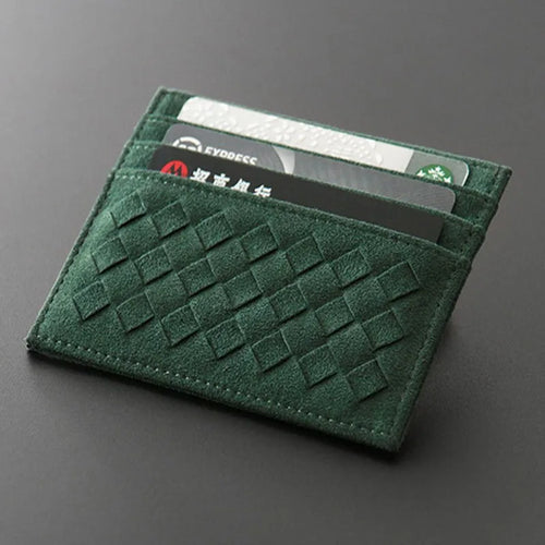 Hand-Woven Genuine Leather Card Holder Wallet for Men
