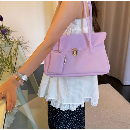 Candy Color Frosted PVC Tote Bag – Women's Shoulder Handbag