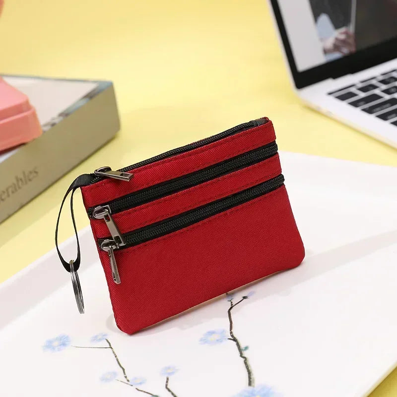 Canvas Mini Coin Purse – Zipper Pouch for Keys, Cards & Cash