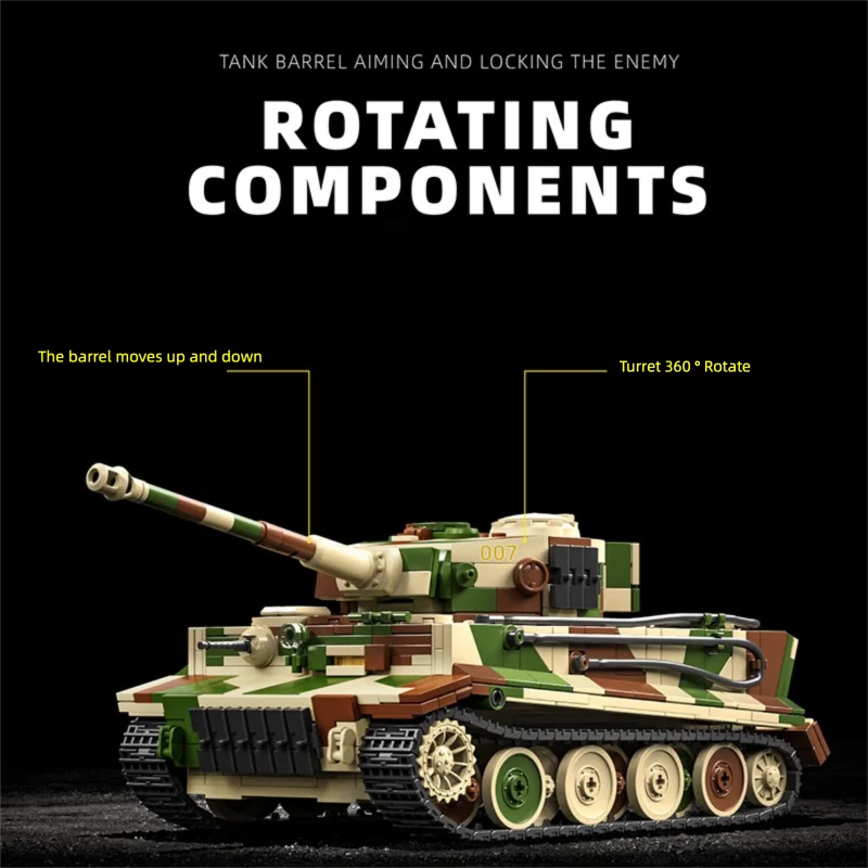 Tiger Tank MOC Building Blocks – 1:28 Scale WWII Army Model Set