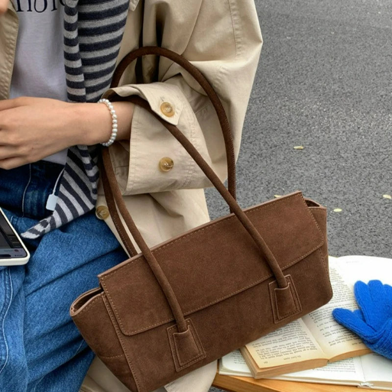 Women's Suede Shoulder Bag – Wings Design Crossbody Handbag