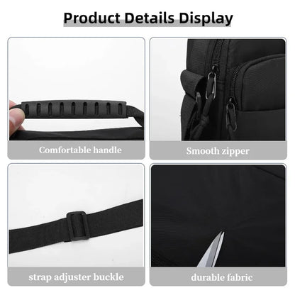 Men's Small Oxford Crossbody Bag with Top Handle & Zipper