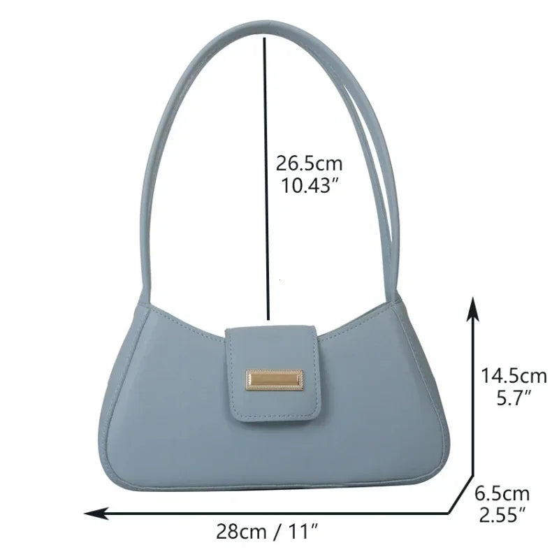 Minimalist Shoulder Bag for Women – Small Buckle Underarm Handbag