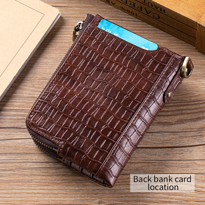 Crocodile Pattern RFID Wallet with Chain – Luxury Leather Card Holder