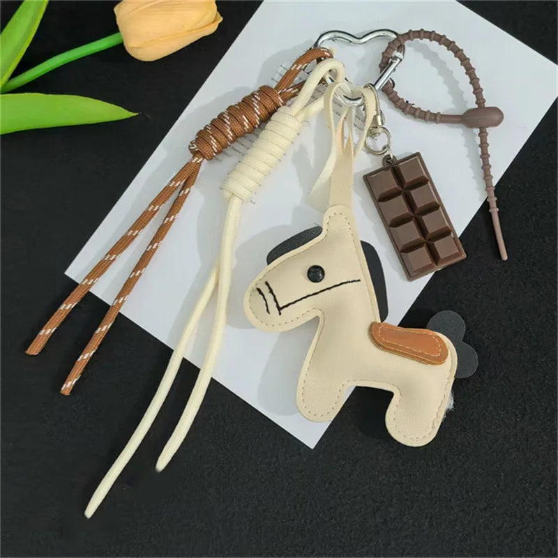 Leather Horse Keychain Phone Bag Charm – Creative Pouch Pendant Accessory