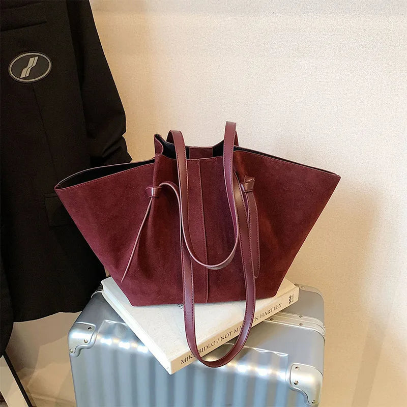 Large Capacity Women's Wing Shoulder Bag – Luxury Suede Tote