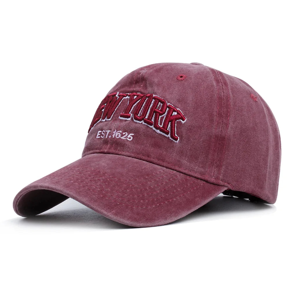 Retro Embroidered Baseball Cap – Washed Cotton Snapback Hat