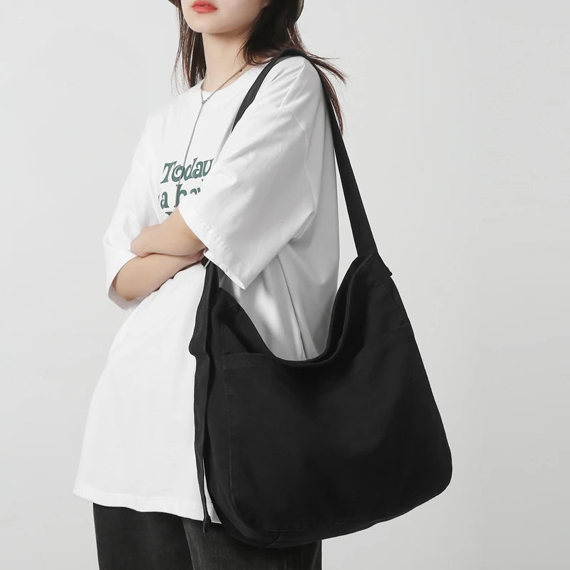 Canvas Crossbody Bag – Large Capacity Casual Shoulder Tote for Women