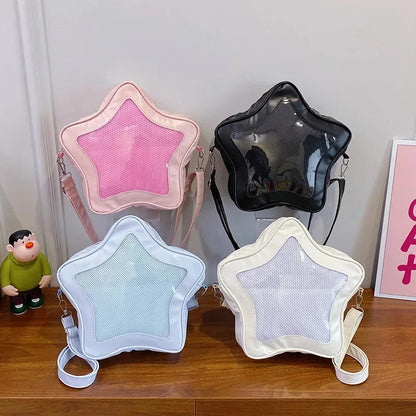 Star-Shaped Ita Bag Transparent Crossbody – Kawaii Pin Display