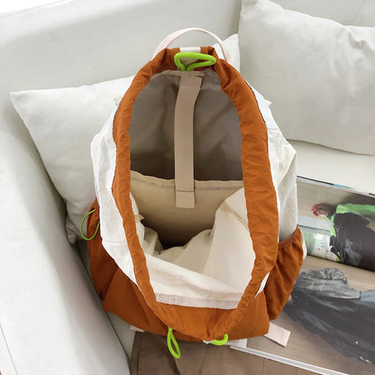 Lightweight Drawstring Backpack – Color-Blocked Sports & Travel Bag
