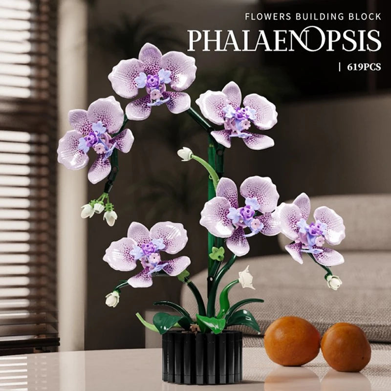 Orchid Flower Building Blocks Bonsai Set – 619 Pcs