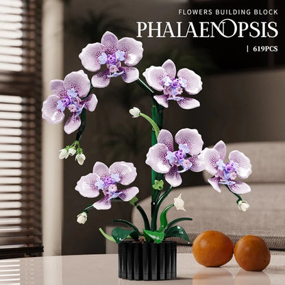 Orchid Flower Building Blocks Bonsai Set – 619 Pcs