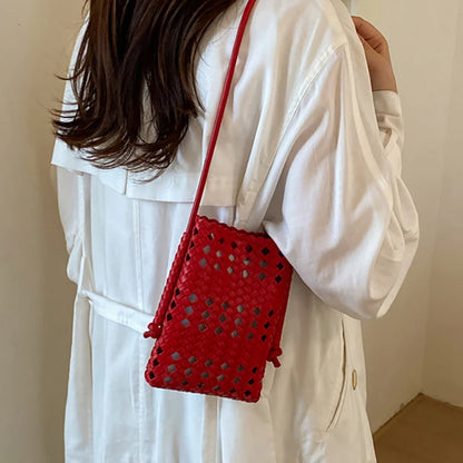 Hollow Woven Crossbody Bag – Women's Bohemian Phone Purse