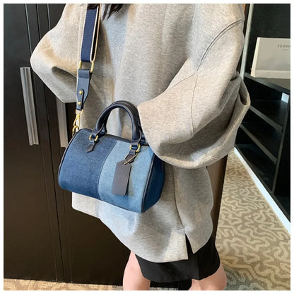 Colorblock Mini Boston Bag – Patchwork Crossbody Handbag