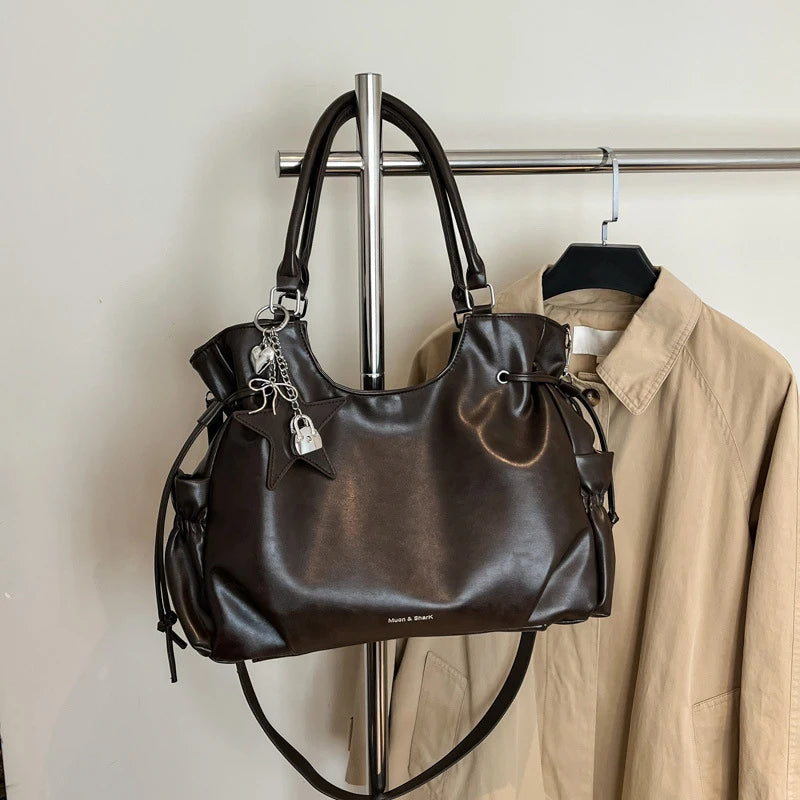 Large Capacity Tote Bag – Retro Shoulder & Crossbody Handbag