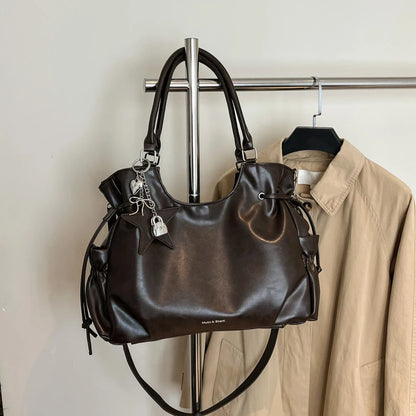 Large Capacity Tote Bag – Retro Shoulder & Crossbody Handbag