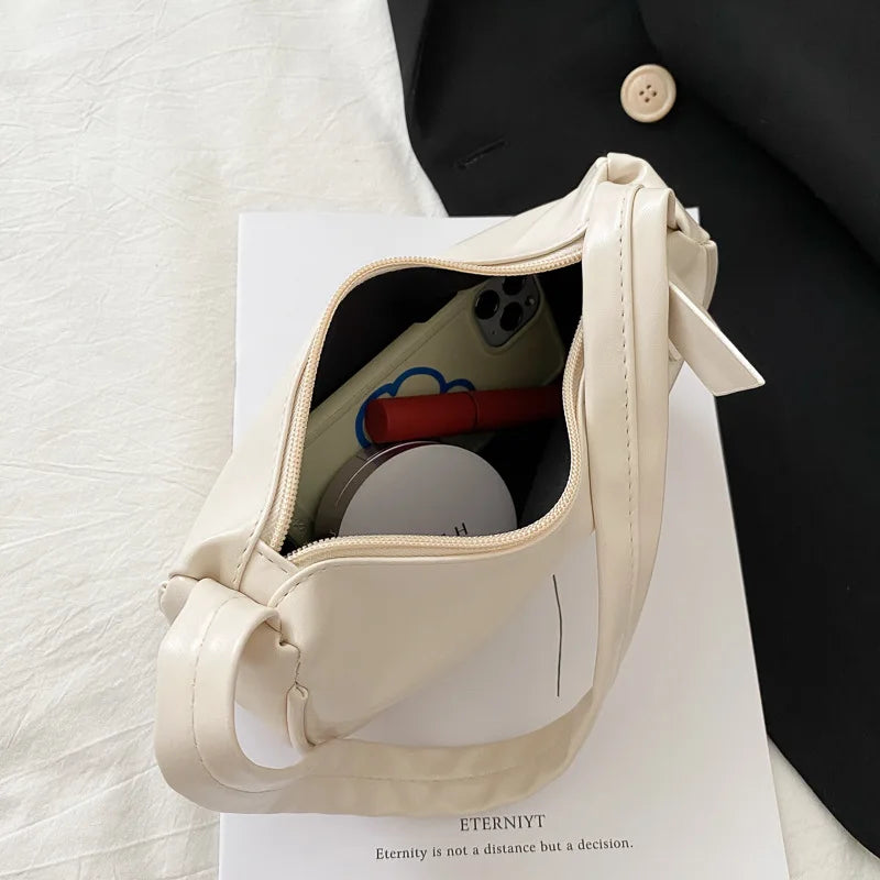 Retro PU Leather Shoulder Bag – Small Underarm Handbag