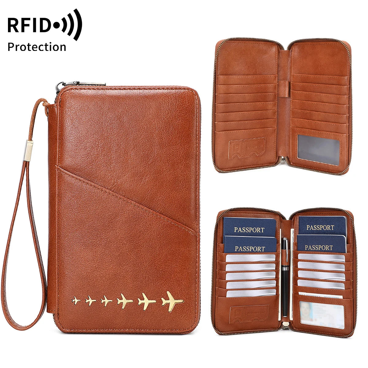 RFID Blocking Family Passport Holder Travel Wallet