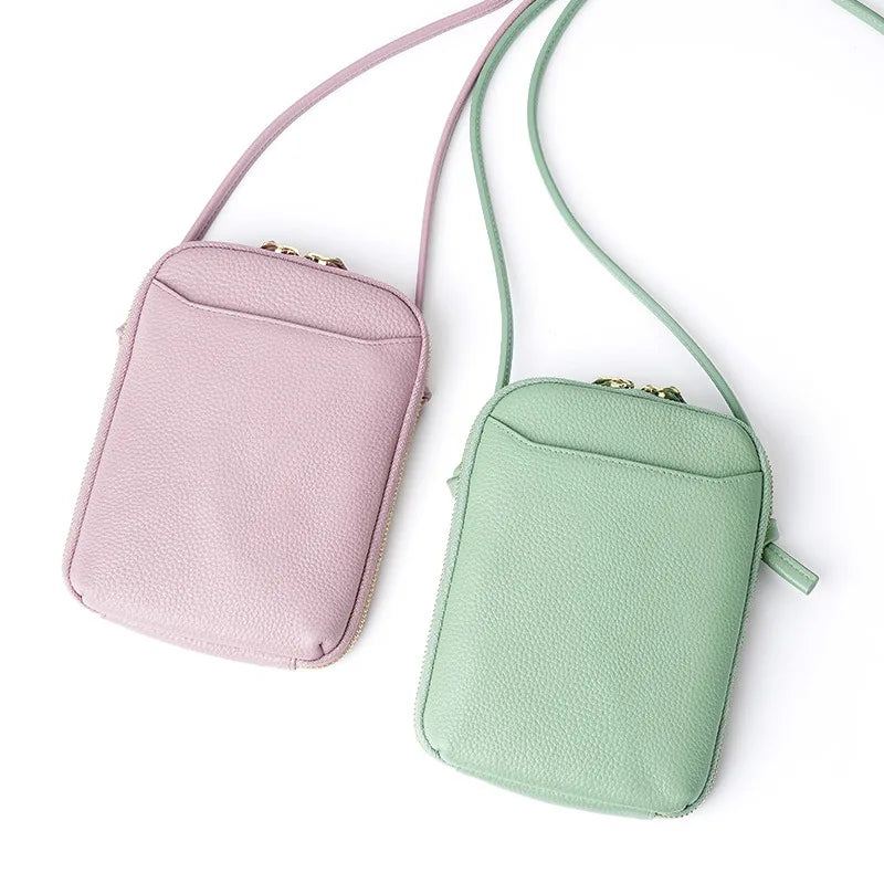 Genuine Leather Crossbody Bag for Women – Zipper Phone Purse