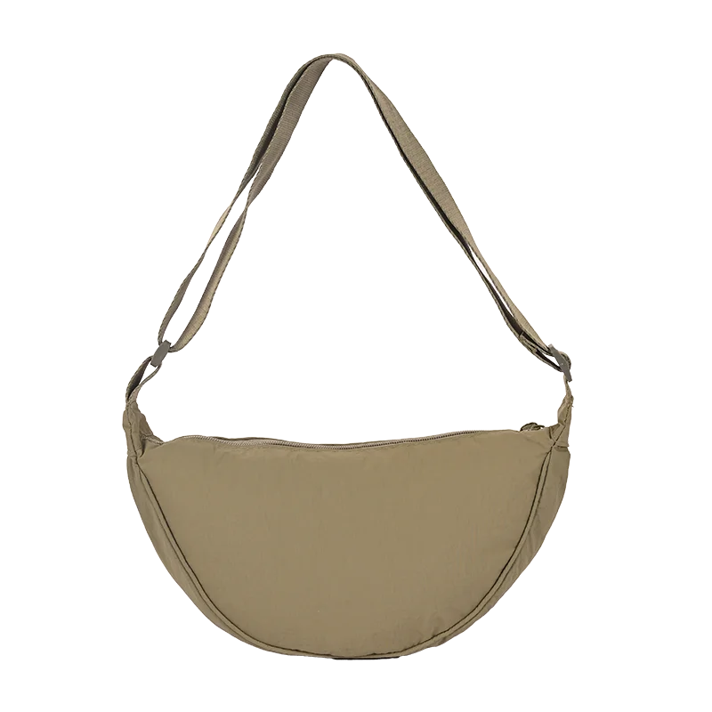 Nylon Crescent Shoulder Bag for Women – Casual Dumpling Crossbody