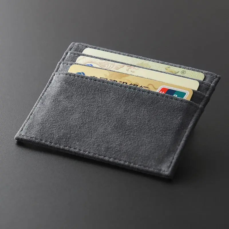 Slim Suede Leather Card Holder Wallet for Men