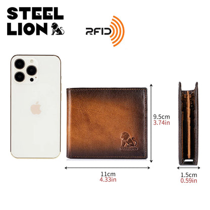 RFID Blocking Genuine Leather Bifold Wallet for Men
