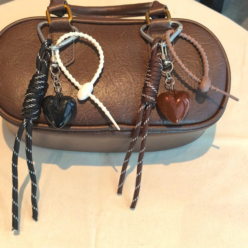 Heart Charm Keychain with Braided Rope – Bag Pendant & Phone Lanyard