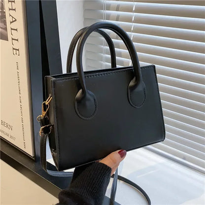 Minimalist Small Square Handbag Top Handle Crossbody Purse for Women