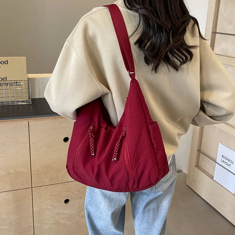 Women's Nylon Crossbody Shoulder Bag – Lightweight Travel Commuter Tote