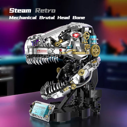 Mechanical Dinosaur Building Blocks Model – Electric T-Rex Skull Display Set