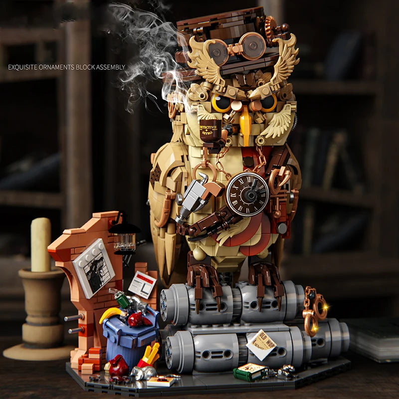 Steampunk Owl Detective Building Blocks Set – 1200pcs MOC Figure