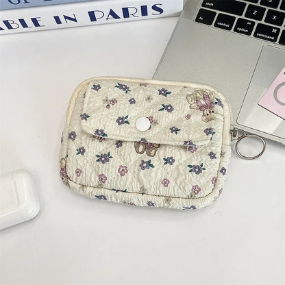 Quilted Makeup Bag – Cute Cartoon Mini Pouch & Card Holder