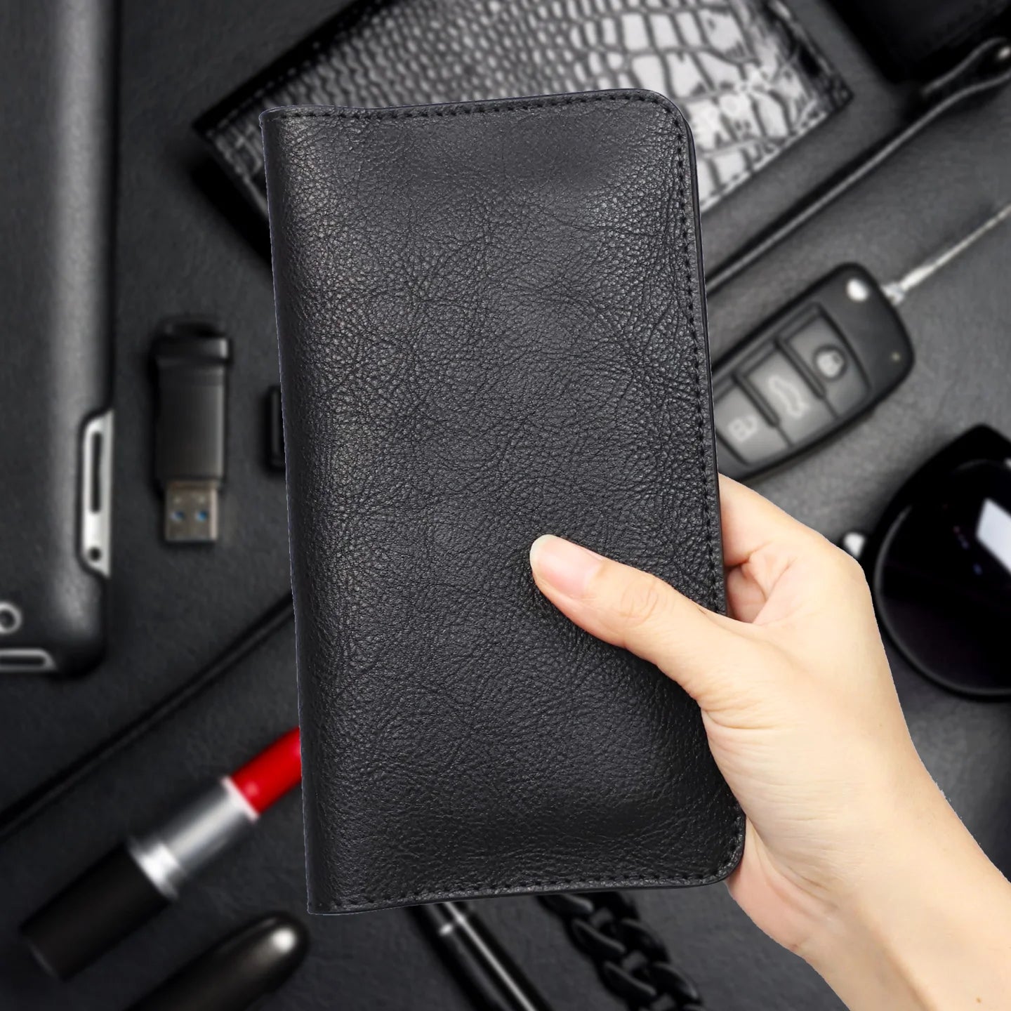 Leather Wallet Phone Case – Magnetic Clutch for iPhone & Samsung