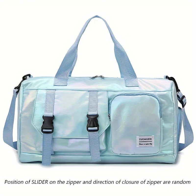 Women's Large Capacity Nylon Travel Duffel Bag with Shoe Compartment