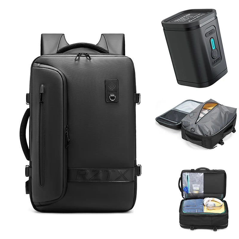Expandable Laptop Backpack for Men – Vacuum Compression, USB Charging & Large Capacity