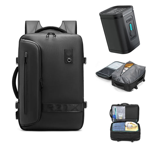 Expandable Laptop Backpack for Men – Vacuum Compression, USB Charging & Large Capacity