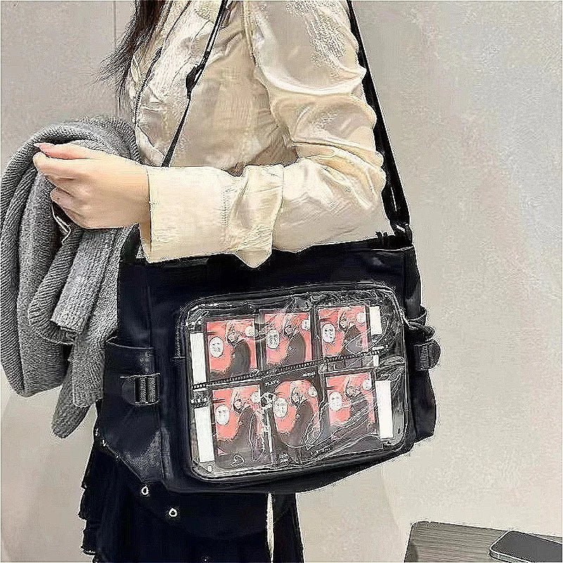 Anime Postcard Display Crossbody Bag Clear Window Messenger Bag