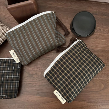 Vintage Plaid Coin Purse Women's Mini Zipper Wallet