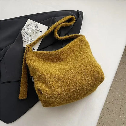 Woolen Plush Hobo Tote Bag – Large Capacity Shoulder Bag