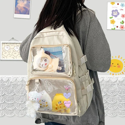 Kawaii Ita Backpack – Transparent Window School Bag for Women