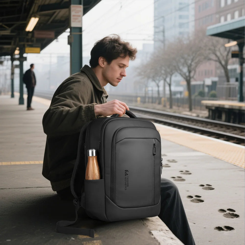 Large Waterproof Laptop Backpack 17" – Men's Business Travel Bag