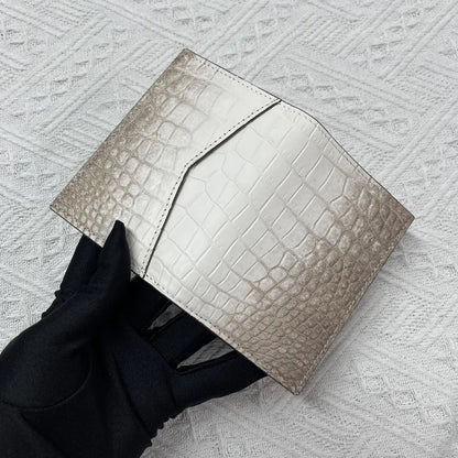 Himalayan Crocodile Leather Card Wallet – Rare Unisex Slim Bifold