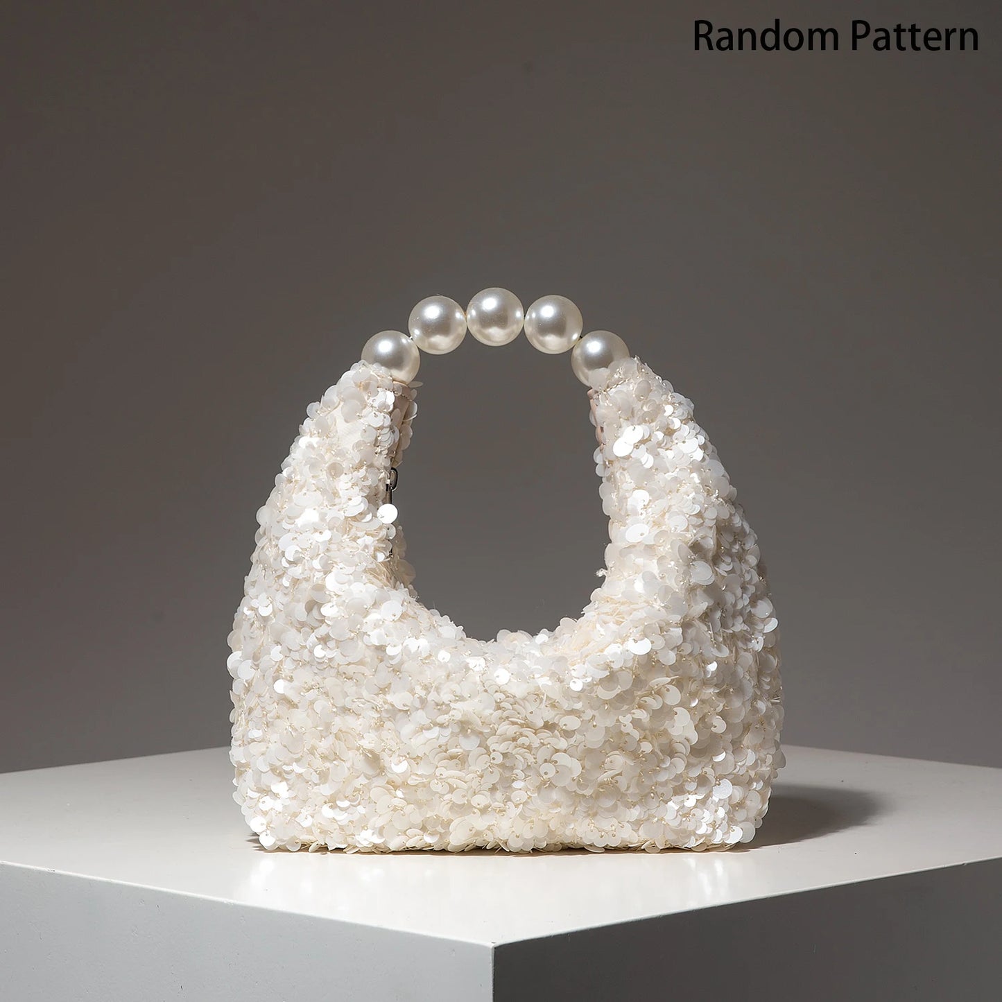 Sequin Pearl Handle Bag – Glitter Hobo Purse for Gala & Wedding
