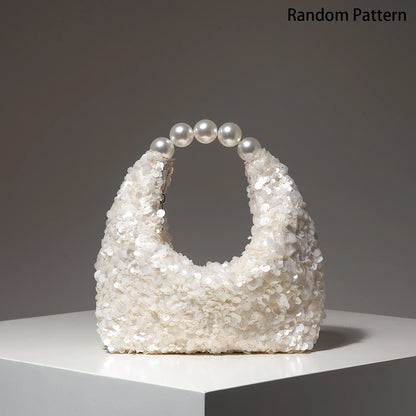 Sequin Pearl Handle Bag – Glitter Hobo Purse for Gala & Wedding