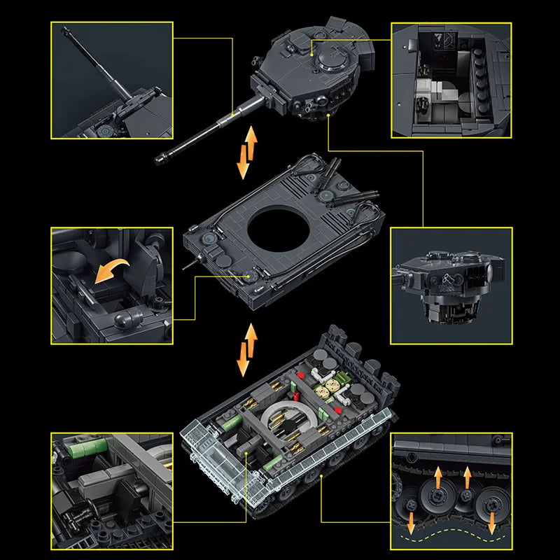 Tiger Tank MOC Building Set – 1:28 Scale WWII Military Blocks