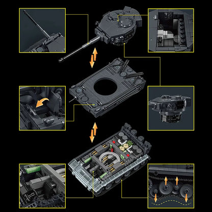 Tiger Tank MOC Building Set – 1:28 Scale WWII Military Blocks