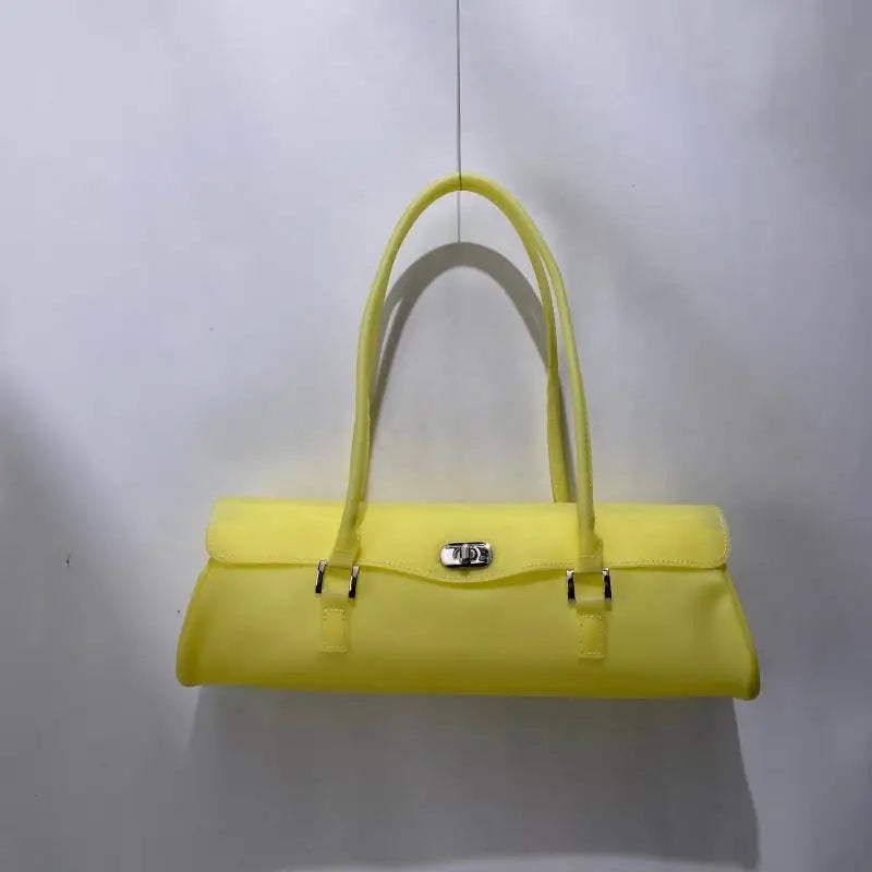 Jelly Handbag with Lock Clasp – Korean Color-Block Shoulder Bag