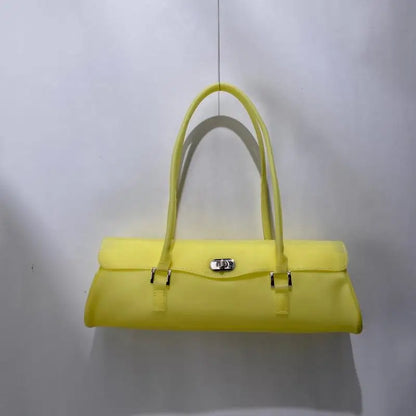 Jelly Handbag with Lock Clasp – Korean Color-Block Shoulder Bag