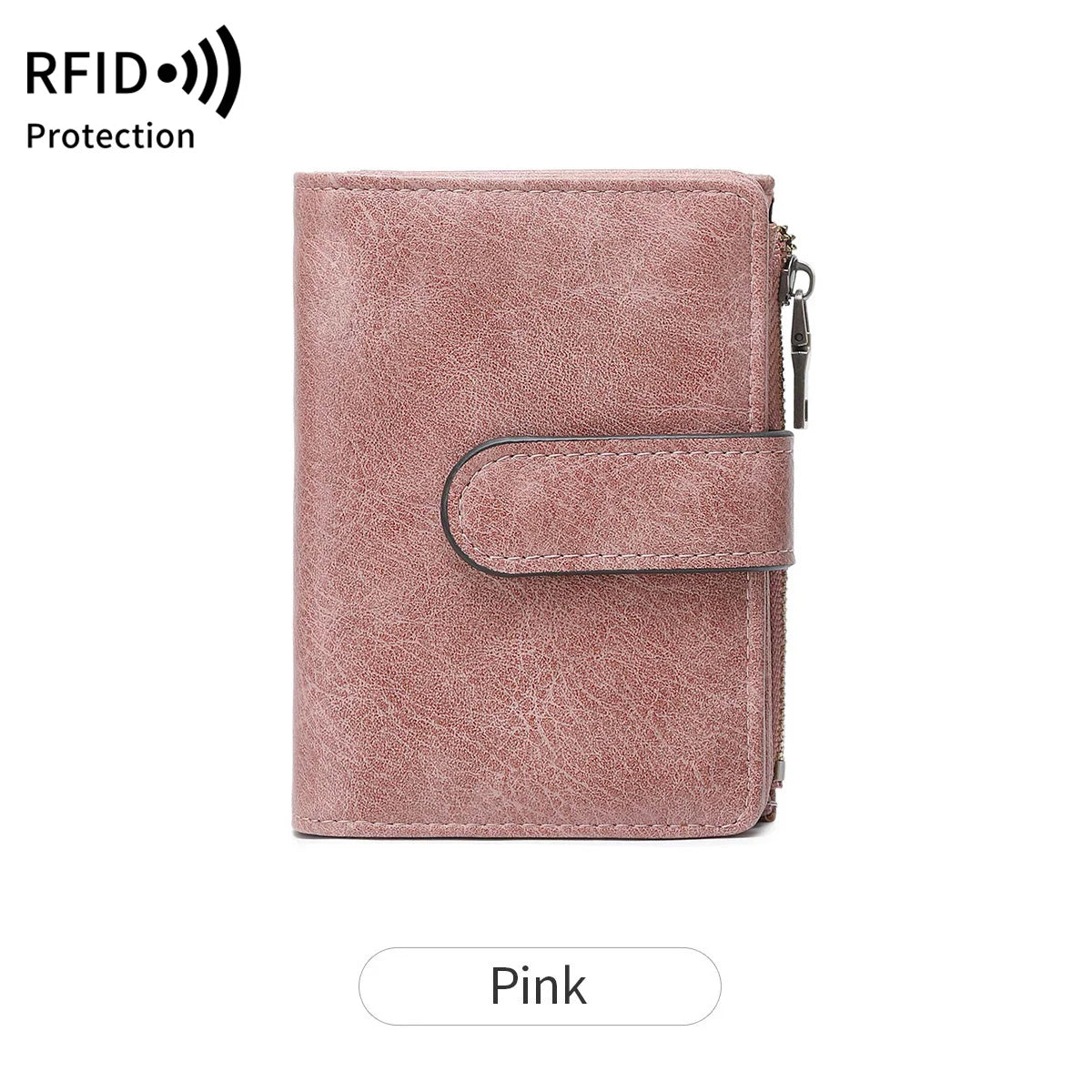 RFID Anti-Theft Women's Wallet – Retro Trifold Coin Purse with Zipper Closure
