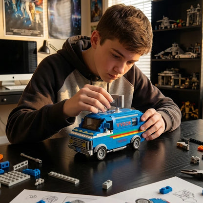 Retro 80s Van MOC Building Blocks Set – Mystery Town Brick Kit